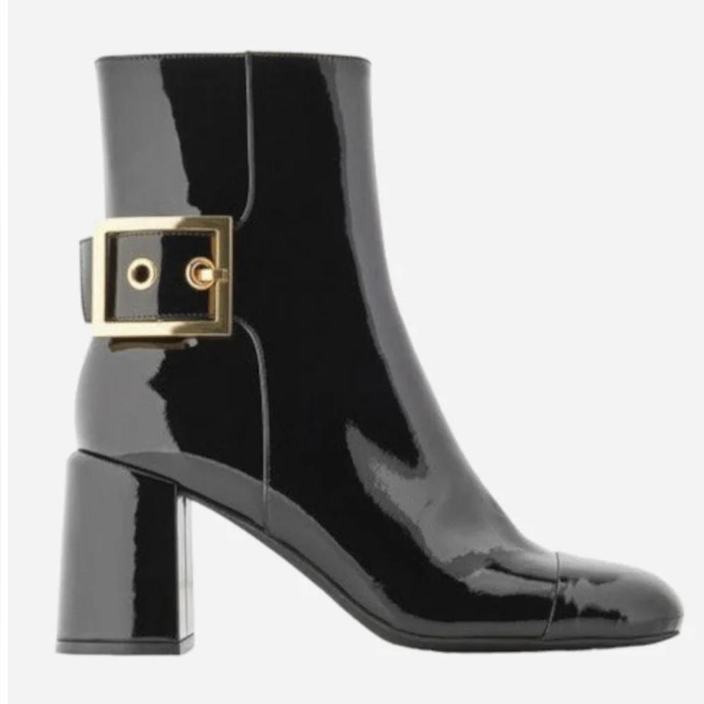 NWT Jeffrey Campbell Ankle Boot in Black Patent Gold Size 6